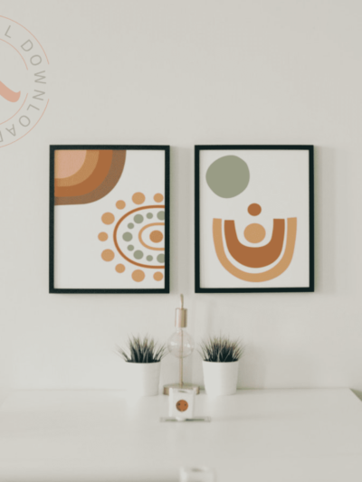 Mid Century Modern Boho Wall Art, Orange Green Abstract Geometric Prints, Bohemian Posters, Printable Room Decor, Digital Download