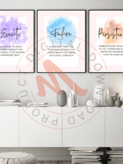 Affirmation Printable Quotes, Motivational Office Wall Art, Modern Home Office Decor, Set Of 3 Inspirational Workplace Art, Office Wall Art Set, Ability Success Downloadable Quotes to Print